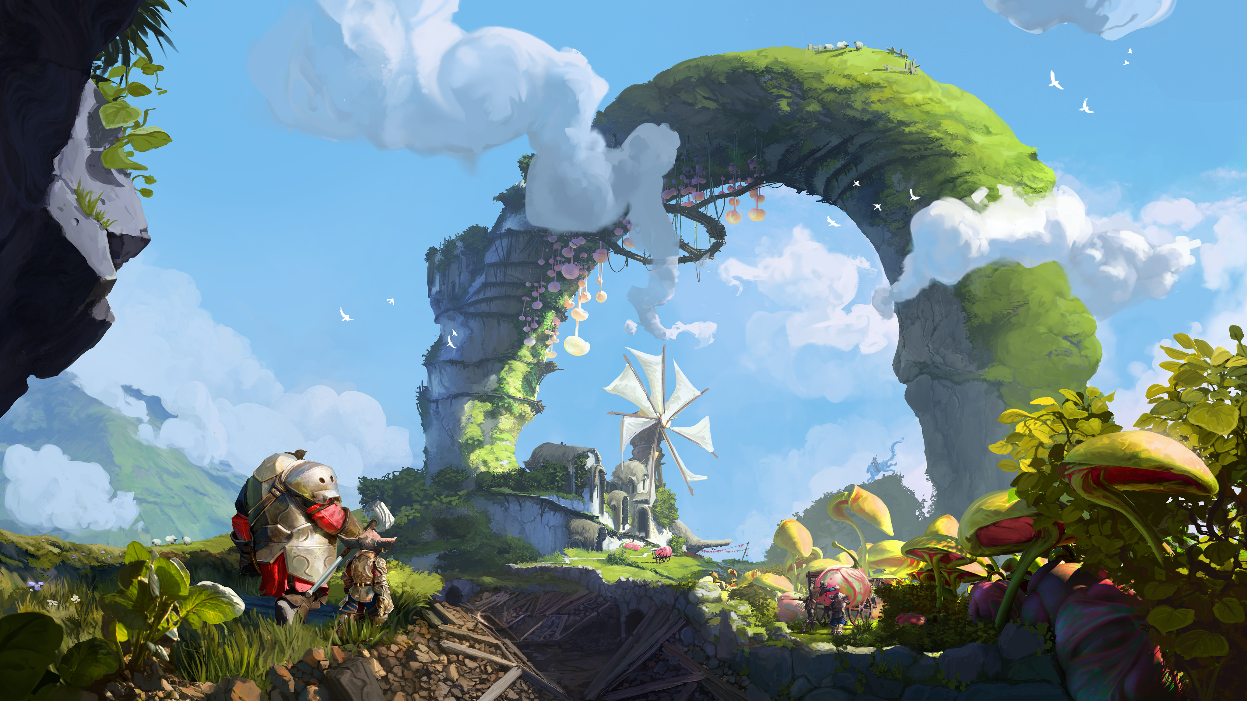 Guild Wars 3 concept art — a green, lush Orr farmstead frontier instead of the drowned ruin from Guild Wars 2